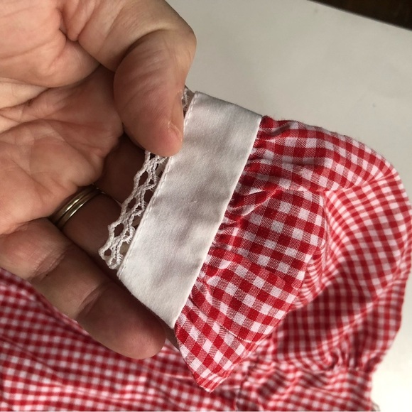 Vintage Red Gingham Baby Dress with Embroidery - Picture 6 of 7
